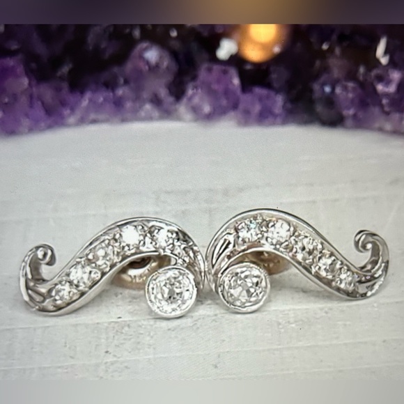 Antique Jewelry - Antique 14k Old Mine Cut Diamond Earrings